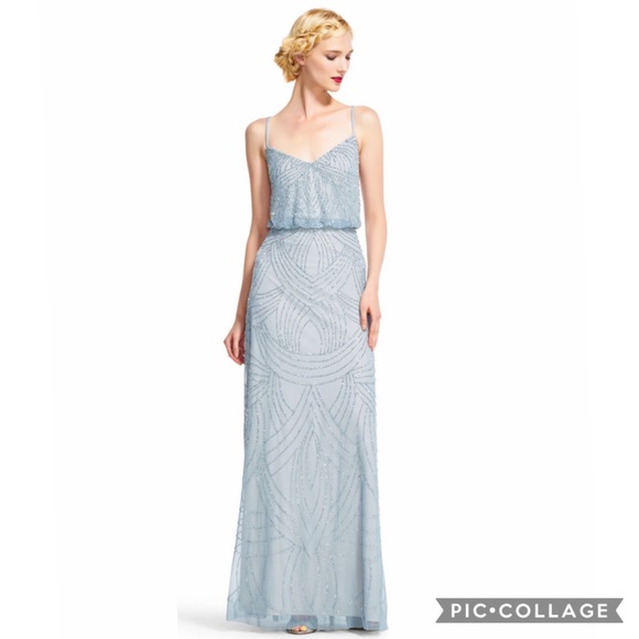 Adrianna Papell Art Deco Beaded Blouson Dress - Picture 3 of 10
